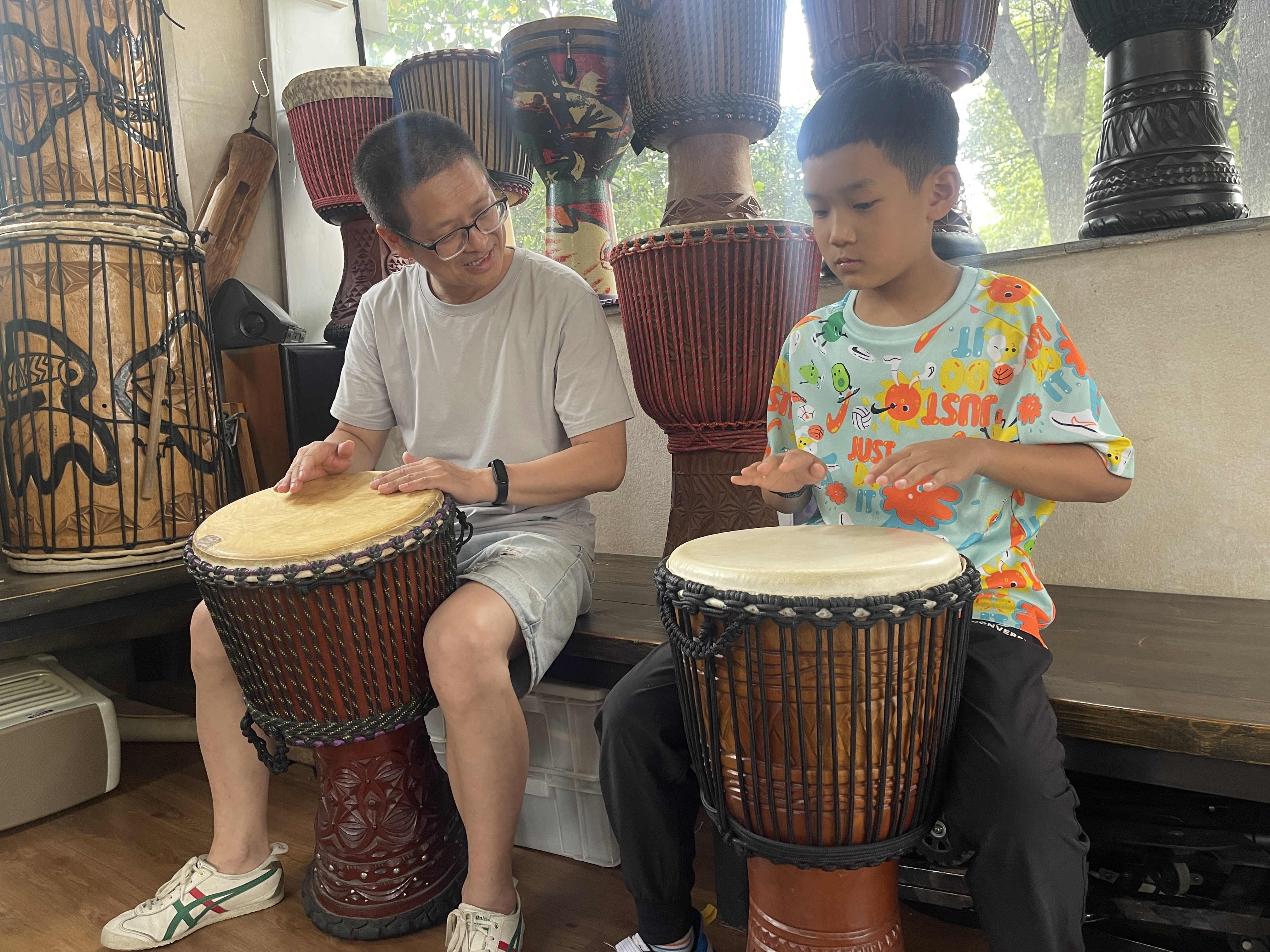 Me playing an African drum